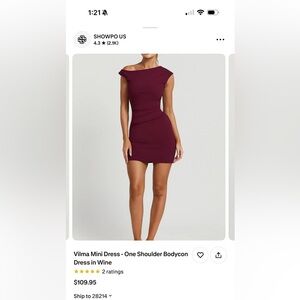 Showpo One Shoulder Mini Dress in Deep Wine